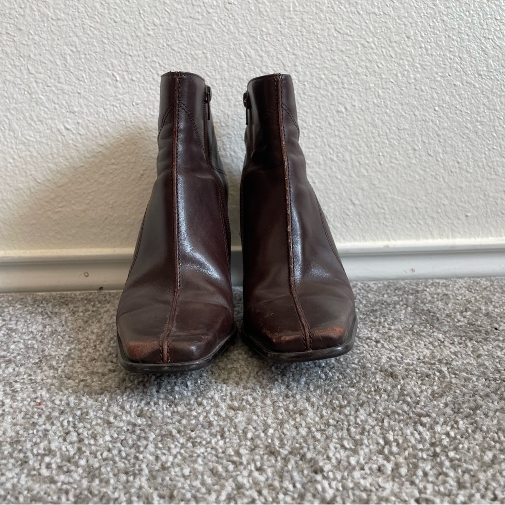 Vintage Diba Y2K Square Toe Ankle Boots Women’s 9 Brown Leather Western Boho - Picture 2 of 12